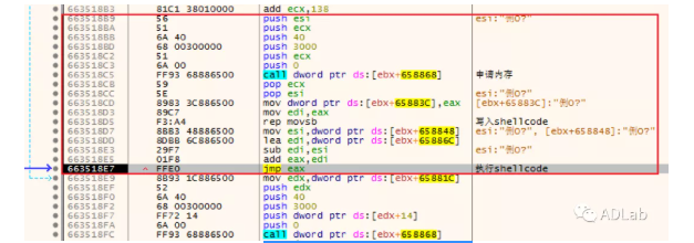 ִ�еڶ��׶ε�shellcode.png